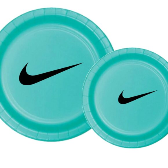 Sw00sh Plates | Teal Basketball Party Paper Plates | Disposable 45 pcs - Picture 4 of 6